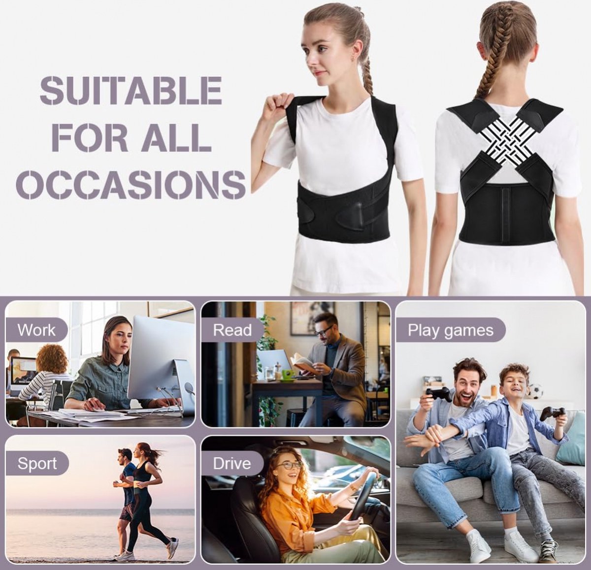 Rugbrace - Rug & Houding Corrector - Orthopedische Postuur Corrector - Houding Correctie - Verstelbare Rugband - Braces - Rug - Schouders - Nek - Blessures & Herstel - Voor Houding Correctie -