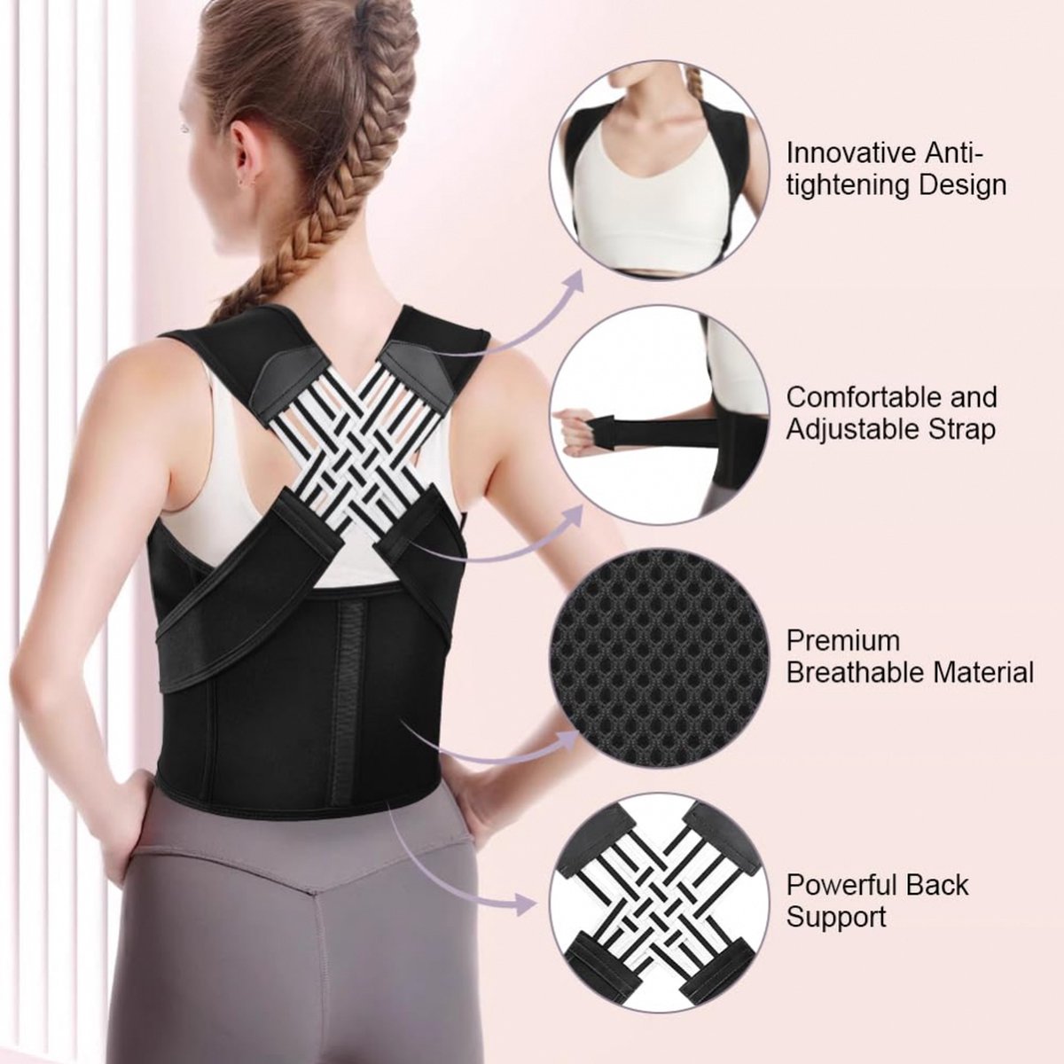 Rugbrace - Rug & Houding Corrector - Orthopedische Postuur Corrector - Houding Correctie - Verstelbare Rugband - Braces - Rug - Schouders - Nek - Blessures & Herstel - Voor Houding Correctie -