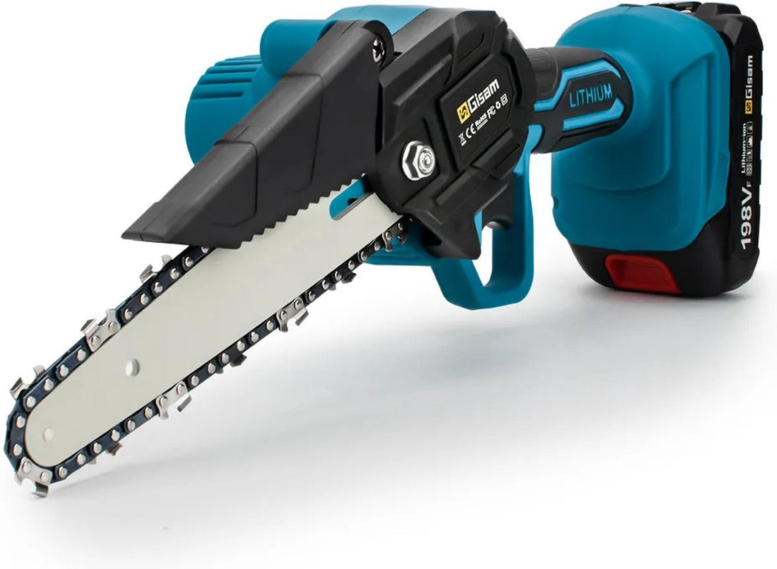 GISAM - Elektrische Kettingzaag - Oplaadbaar - 2 Batterijen - 6 Inch - Red