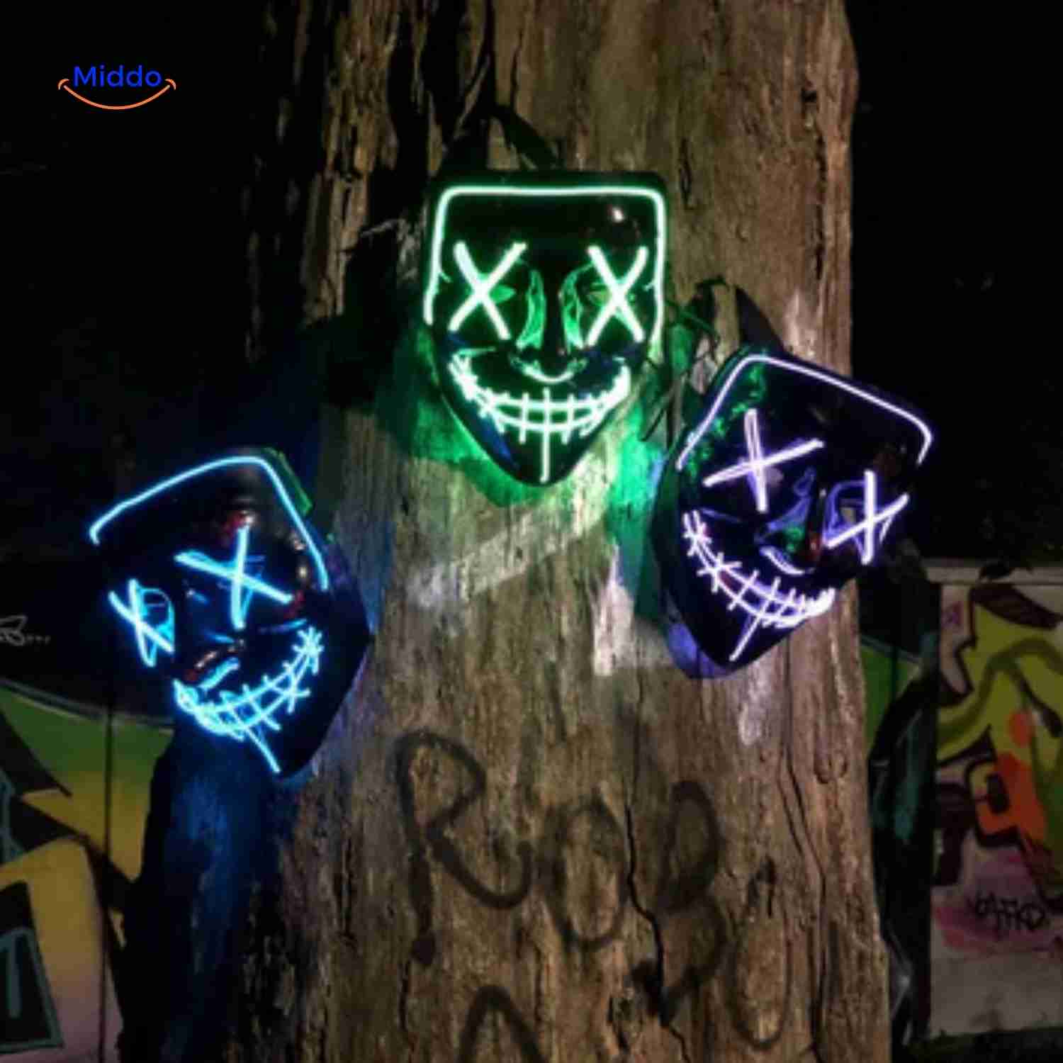 PhantomGlow™ Masker | LED-licht, Luminiserend & Perfect voor Halloween