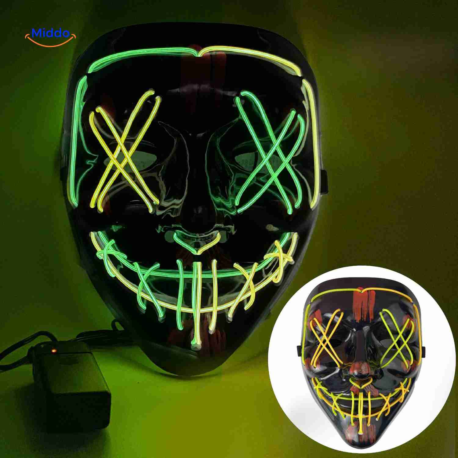 PhantomGlow™ Masker | LED-licht, Luminiserend & Perfect voor Halloween