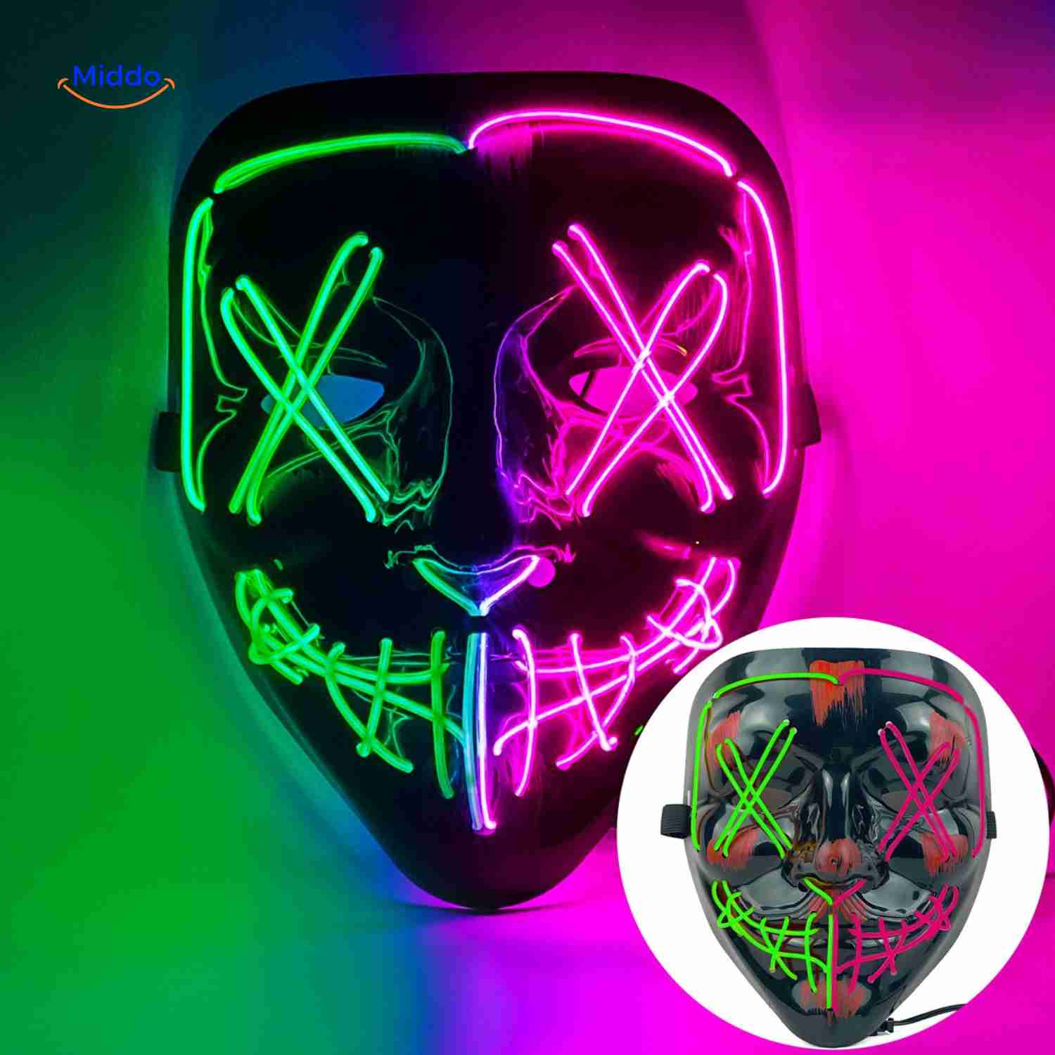 PhantomGlow™ Masker | LED-licht, Luminiserend & Perfect voor Halloween
