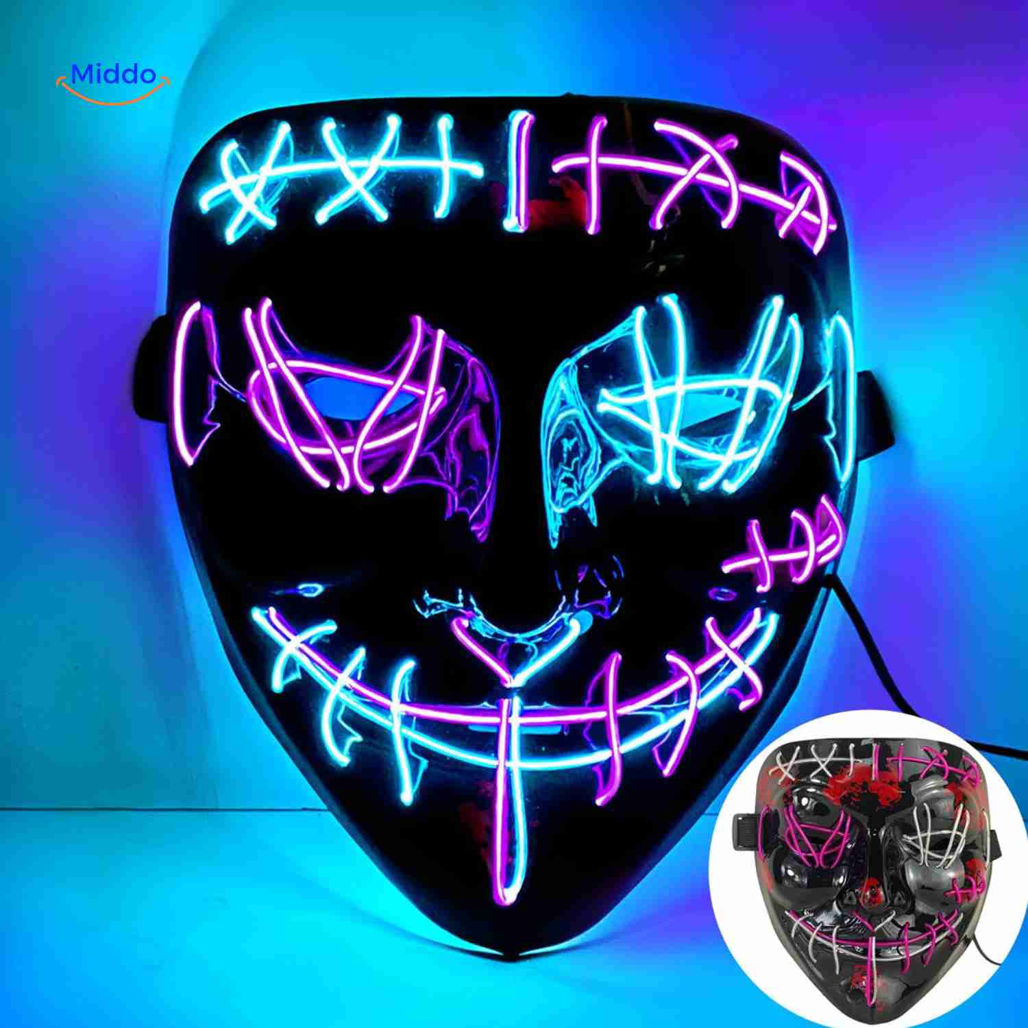 PhantomGlow™ Masker | LED-licht, Luminiserend & Perfect voor Halloween