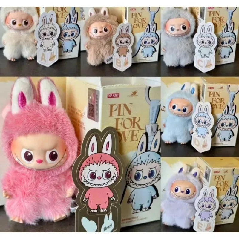 POP MART Labubu Blind mystery  Box  Glue Elastic Plush Pendant Perfect Collection Gift for The Monsters PIN FOR LOVE  Fans