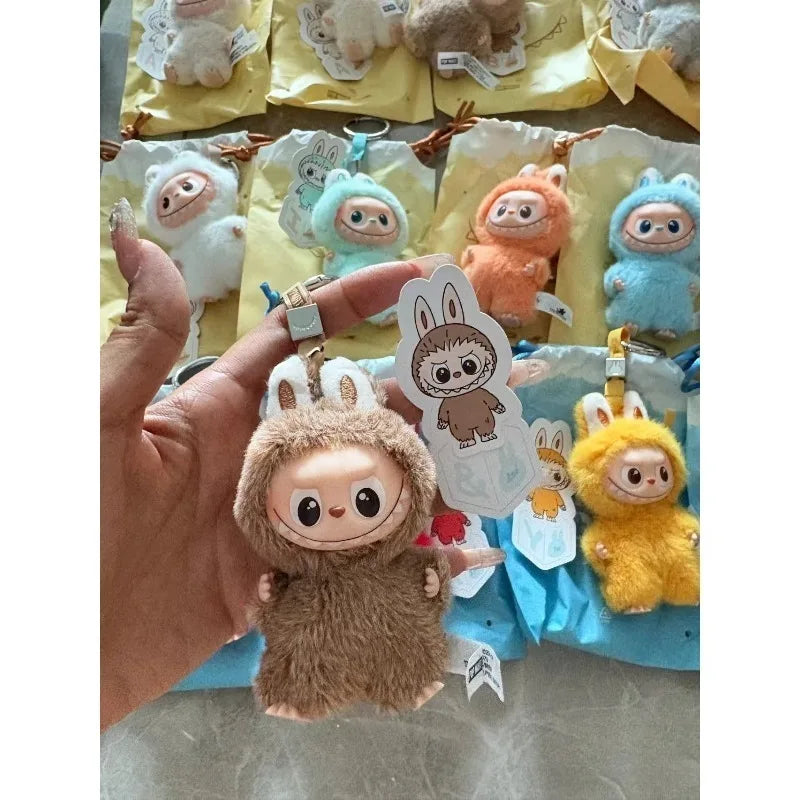 POP MART Labubu Blind mystery  Box  Glue Elastic Plush Pendant Perfect Collection Gift for The Monsters PIN FOR LOVE  Fans