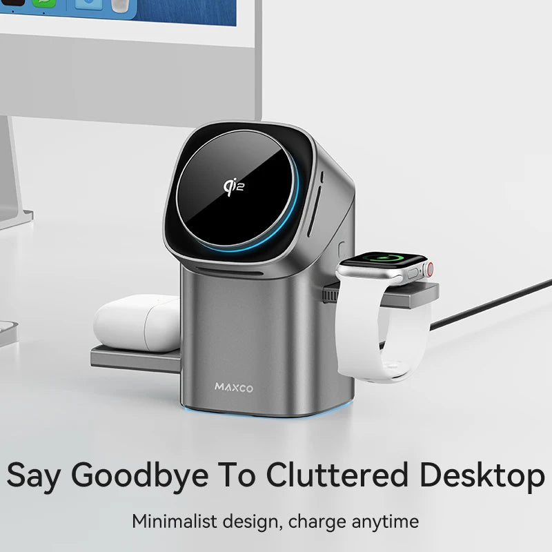 Qi2 Magnetic Wireless Charger Fast Charger 3-in-1 Intelligent Fast Charging 15W for IPhone 12/13/14/15/16 for Iwatch & AirPods