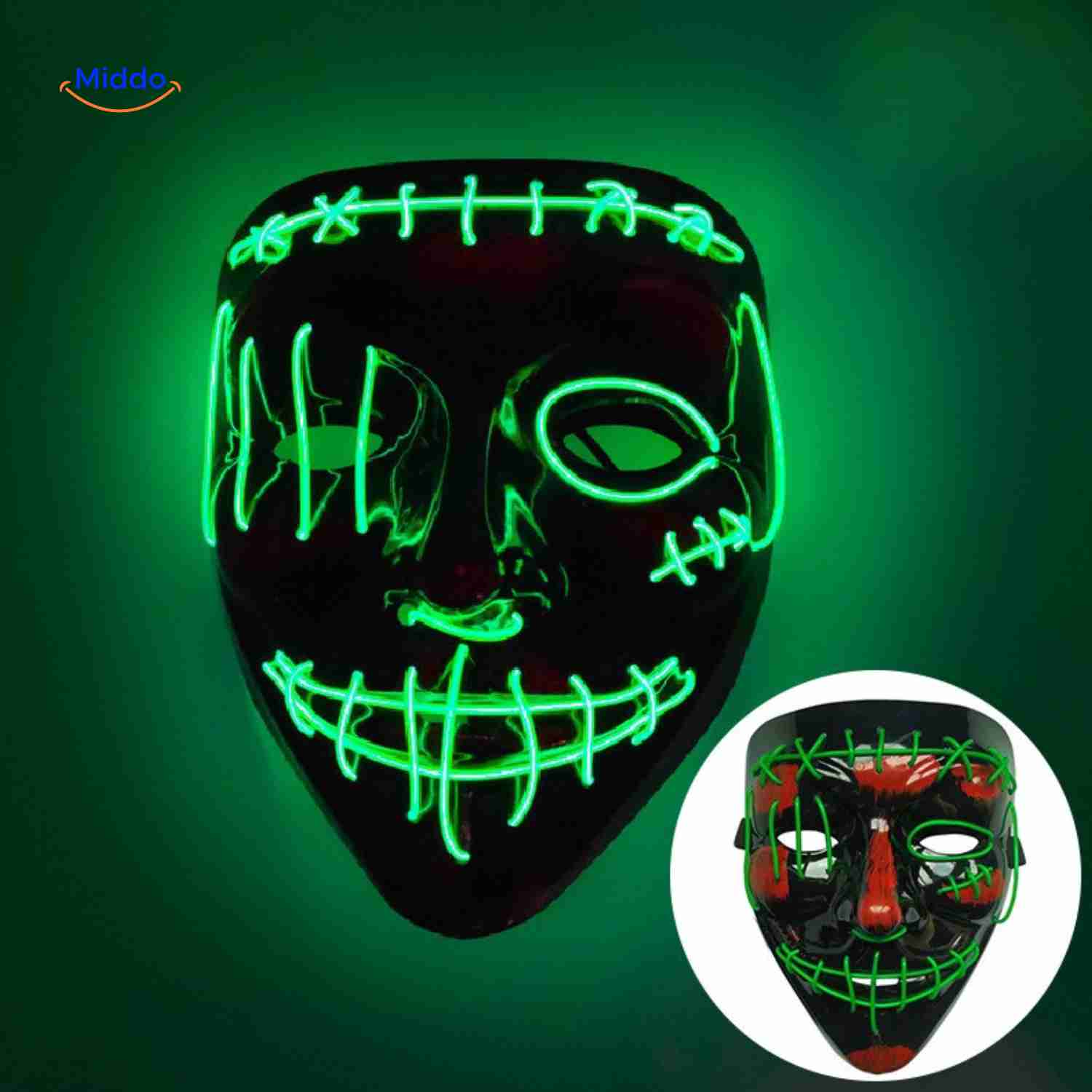 PhantomGlow™ Masker | LED-licht, Luminiserend & Perfect voor Halloween