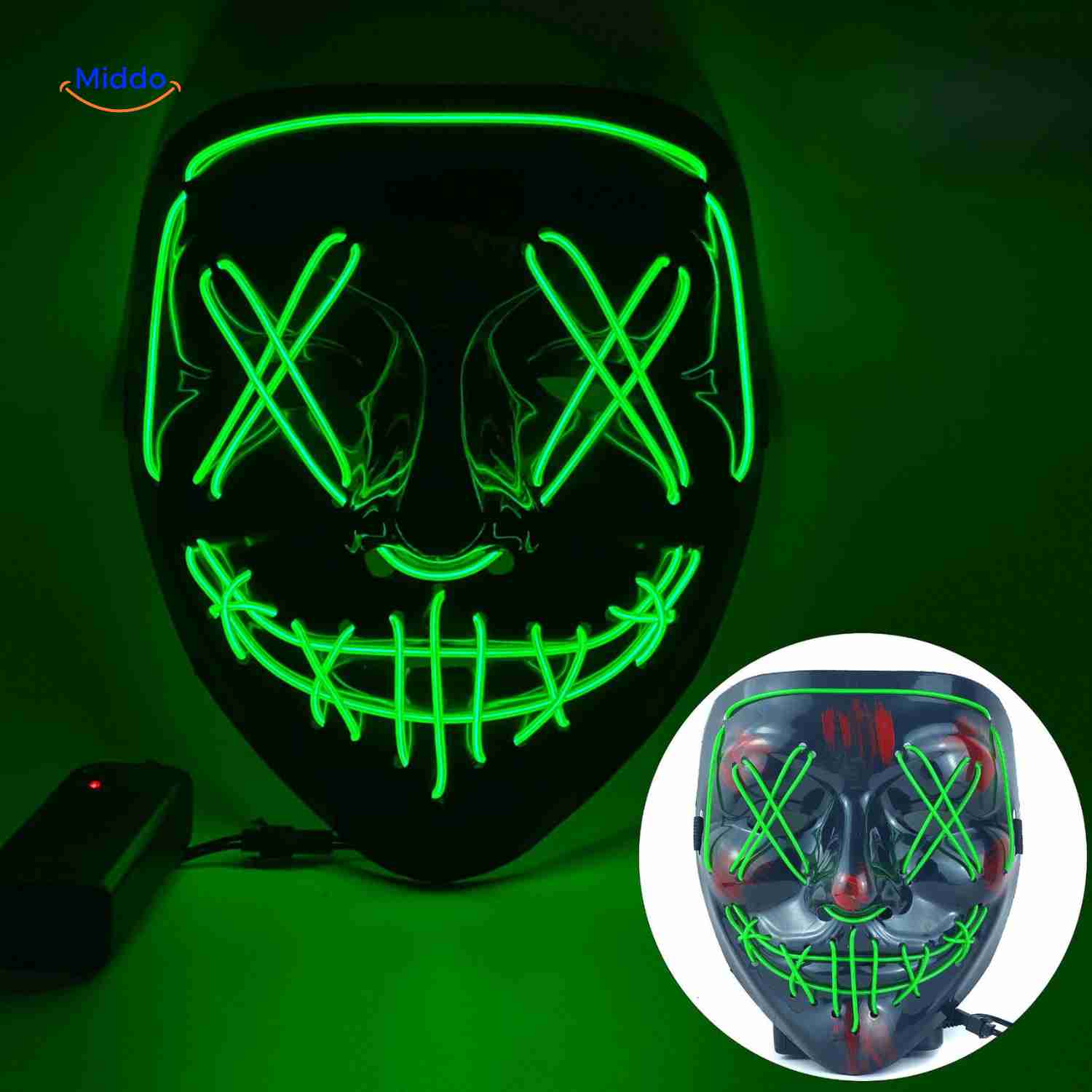 PhantomGlow™ Masker | LED-licht, Luminiserend & Perfect voor Halloween